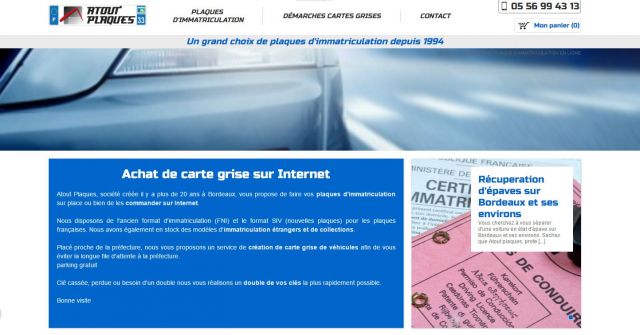 Commande de plaque d'immatriculation en ligne